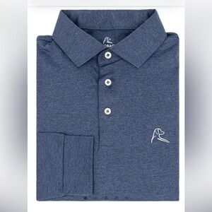 MENS Rhoback Heather Long Sleeve Polo Sz 3X Blue